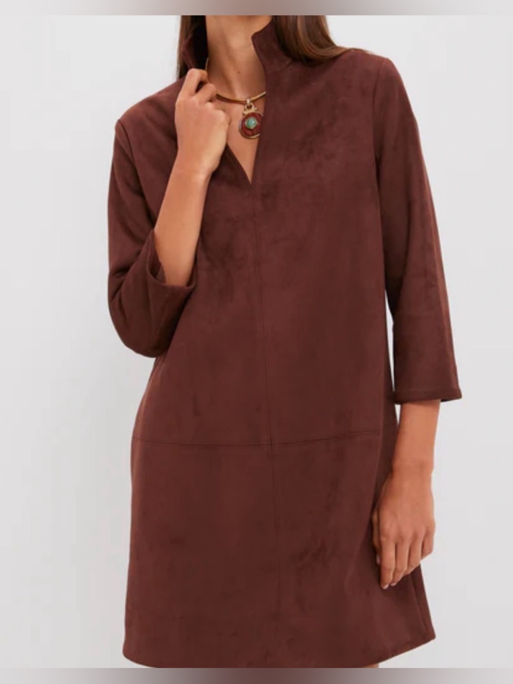 Tuckernuck Ganache Brown Vegan Suede NWT Clifton Dress Size XXL (2X) v-neck
